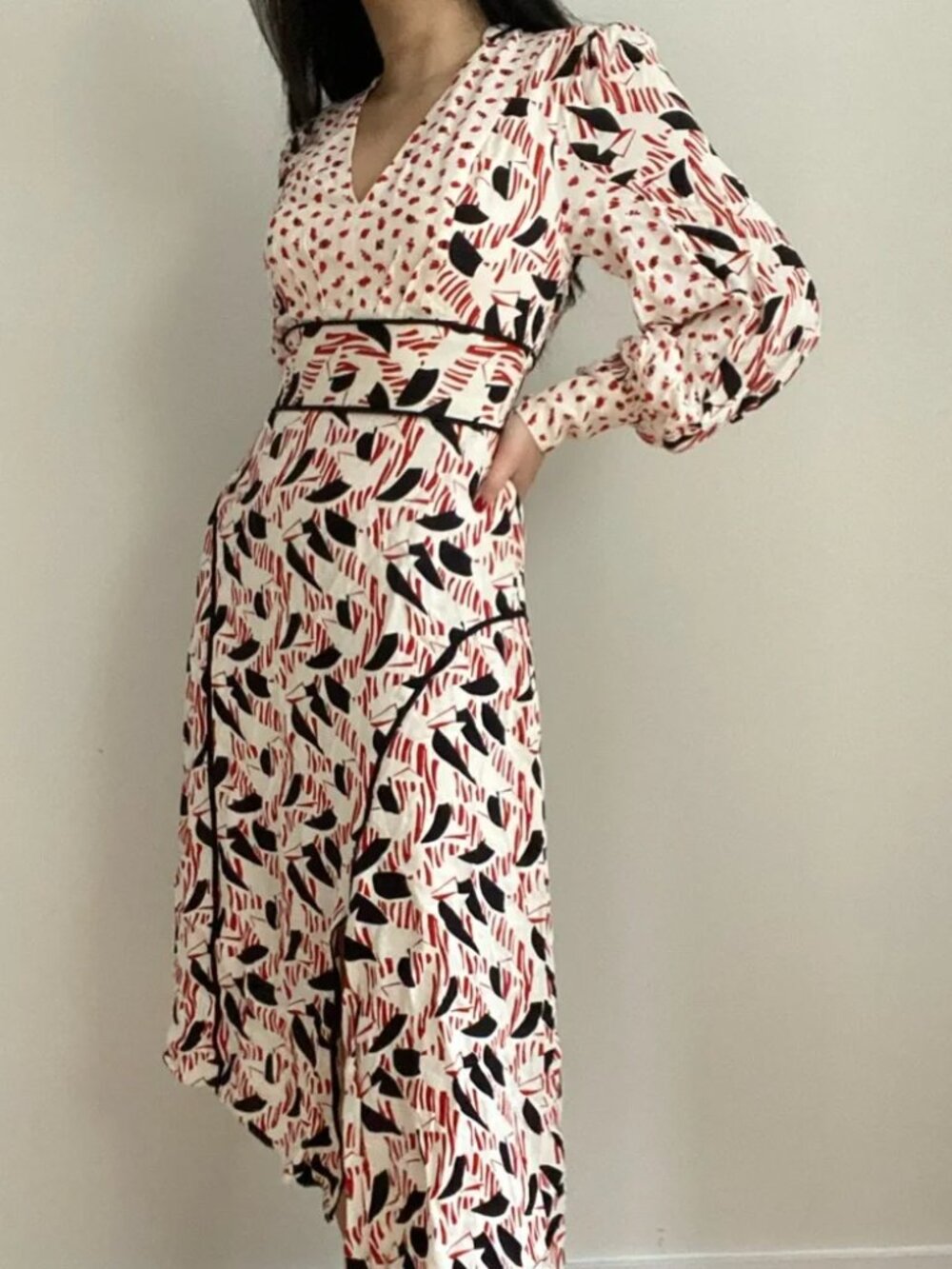 Reiss Emmi Printed Midi Dress Printed Pattern Size 10